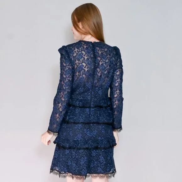 ML MONIQUE LHUILLIER Tie-Neck Lace Dress NWT - Picture 4 of 7
